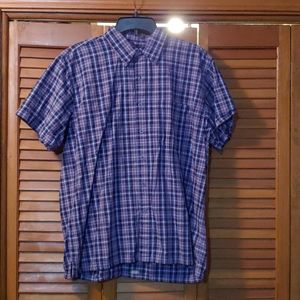 Blue plaid button up short